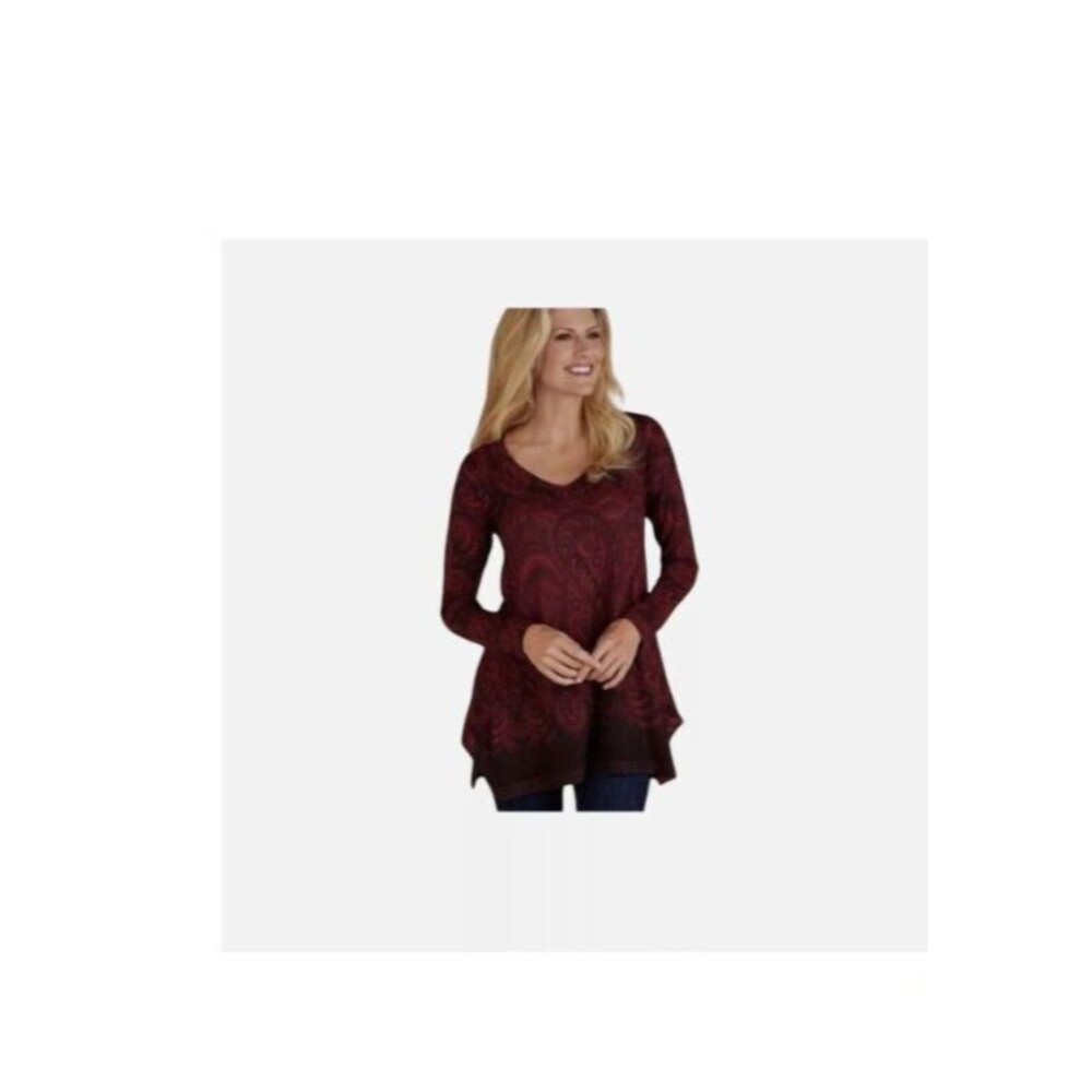 Soft Surroundings Top Womens Medium V Neck Nikita Paisley Tunic